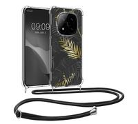 kwmobile Coque Collier Compatible avec Xiaomi Redmi Note 14 Pro 5G / Poco X7 Coque - Housse en Silicone avec Cordon de Collier - Jaune-Gris-Transparent