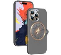 Coque en silicone avec support magnétique rotatif à 360° pour iPhone 16 Pro Max, compatible avec Mag-Safe, protection rigide renforcée, coque de téléphone en caoutchouc de silicone liquide avec anneau