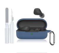 Coque en silicone bleu foncé pour Sony WF-C510 - Avec stylet de nettoyage pour la boîte d'écouteurs, mousqueton pour une utilisation portable, protection contre les chocs à 360° et ajustement précis
