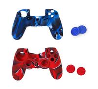 Coque en silicone + capuchons de joystick pour manette Sony PS4