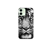 Coque en silicone imprimée compatible Apple iPhone 12 Mini Tigre blanc et noir