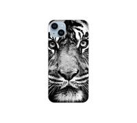 Coque en silicone - Compatible Apple iPhone 15 Plus - design tigre blanc et noir