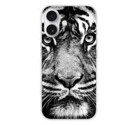 Coque en silicone - Compatible Apple iPhone 16 - design tigre blanc et noir