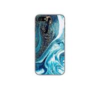 Coque en silicone - Compatible Apple iPhone SE 2020, Apple iPhone SE 2022 - design marbre bleu paillete