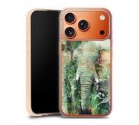 Coque en Silicone Compatible avec Apple iPhone 17 Pro Max Etui Silicone Coque Souple Éléphant Aquarelle Photographie