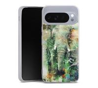 Coque en Silicone Compatible avec Google Pixel 10 Pro XL Etui Silicone Coque Souple Éléphant Aquarelle Photographie