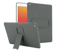 Coque en silicone compatible avec iPad 9e/8e/7e génération 10,2" 2021/2020/2019, fine et légère en caoutchouc TPU, coque de protection intégrale antichoc avec béquille, gris