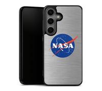 Coque en Silicone Compatible avec Samsung Galaxy S25 Étui Silicone Coque Souple NASA Metal Logo