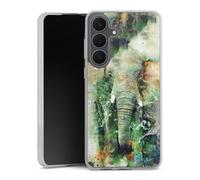 Coque en Silicone Compatible avec Samsung Galaxy S25 FE Etui Silicone Coque Souple Éléphant Aquarelle Photographie