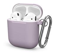Coque en silicone compatible fine pour Apple Airpods 1 et 2 coques anti-rayures + crochet (lavande)