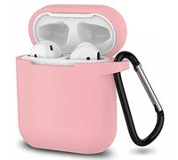 Coque en silicone compatible fine pour Apple Airpods 1 et 2 coques anti-rayures + crochet (rose clair)