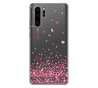 Coque En Silicone - Compatible Huawei P30 Pro - Design Confettis De Coeurs Rose