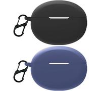 Coque En Silicone Compatible Oppo Enco X2 - Étui Fin Anti¿Choc Compatible Charge Sans Fil, Protection Anti¿Poussière Avec Mousqueton 3d Mignon (Noir/Bleu)