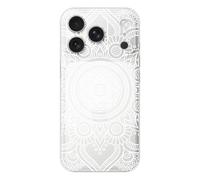 Coque en silicone - Compatible pour Apple iPhone 17 Pro - design mandala blanc
