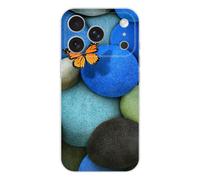 Coque en silicone - Compatible pour Apple iPhone 17 Pro - design papillon galet bleu