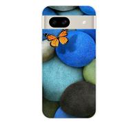 Coque en silicone - Compatible pour Google Pixel 8a - design papillon galet bleu