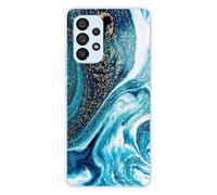 Coque En Silicone - Compatible Samsung Galaxy A53 5g - Design Marbre Bleu Paillete