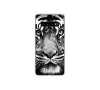 Coque en silicone - Compatible Samsung Galaxy S10 Plus - design tigre blanc et noir