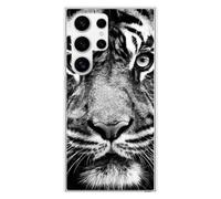 Coque en silicone - Compatible Samsung Galaxy S24 Ultra - design tigre blanc et noir