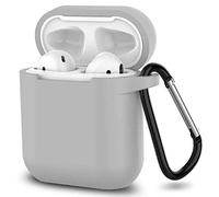 Coque en silicone compatible slim pour Apple Airpods 1 et 2 coques anti-rayures + crochet (gris)