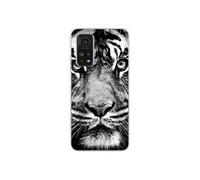 Coque en silicone - Compatible Xiaomi Mi 10T, Xiaomi Mi 10T Pro - design tigre blanc et noir