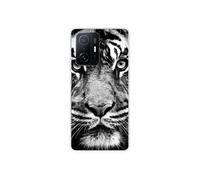 Coque en silicone - Compatible Xiaomi Mi 11T 5G, Xiaomi Mi 11T Pro 5G - design tigre blanc et noir