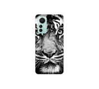 Coque en silicone - Compatible Xiaomi Mi 12 Lite - design tigre blanc et noir