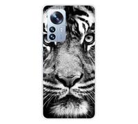 Coque En Silicone - Compatible Xiaomi Mi 12 Pro - Design Tigre Blanc Et Noir