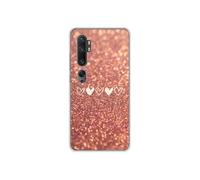 Coque en silicone - Compatible Xiaomi Mi Note 10, Xiaomi Mi Note 10 Pro - design paillettes coeur