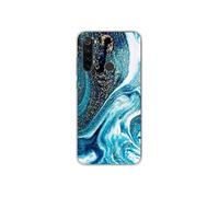 Coque en silicone - Compatible Xiaomi Redmi Note 8 - design marbre bleu paillete