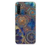1001coques Coque de Téléphone Compatible pour Xiaomi Redmi Note 8T, Design mandalla Bleu, Imprimée en France, Étui Souple en Silicone, Housse de Protection.