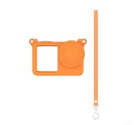 Coque en silicone, coque intégrale avec port USB, coque de protection antichoc et cordon de suspension, peau douce pour sports de plein air et aventure (orange)