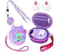 Coque en silicone et étui rigide compatible avec le jouet de compagnie virtuel Tamagotchi Paradise, housse de protection pour Tamagotchi Paradise avec poignée, protection d'écran et bandoulière (Lila)