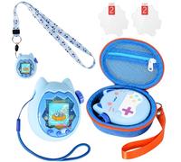 Coque en silicone et étui rigide compatible avec Tamagotchi Paradise, jouet virtuel de compagnie, housse de protection pour Tamagotchi Paradise avec poignée, protection d'écran et bandoulière (Bleu)