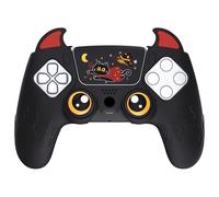 Coque en silicone et Joystick Capsules pour PS5 DualSense Controller Manette - Petit Démon Noir