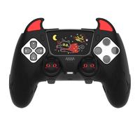 Coque en silicone et Joystick Capsules pour PS5 DualSense Edge Controller Manette - Petit Démon Noir