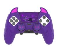 Coque en silicone et Joystick Capsules pour PS5 DualSense Edge Controller Manette -Petit Démon Violet