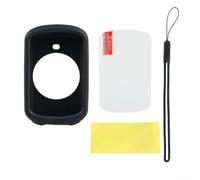 Coque en silicone et protection en verre trempé pour Garmin Edge 530 Idéal pour les activités de plein air (Noir)