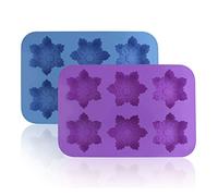Coque en silicone Flocon de neige Moules, FineGood Lot de 2 gâteau Chocolat Pudding Jelly Savon Muffin plateaux de cuisine pour décoration de moule, Moule - Bleu, violet