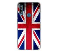 Coque en silicone imprimée compatible Alcatel 1S 2020 Drapeau Angleterre