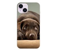Coque en silicone imprimée compatible Apple iPhone 15 Chiot marron