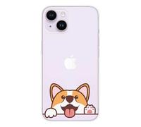 Coque en silicone imprimée compatible Apple iPhone 15 Coucou Corgi