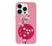 Coque en silicone imprimée compatible Apple iPhone 15 Pro Cherry blossom