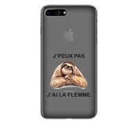 Coque en silicone imprimée compatible Apple iPhone 7 Plus J'peux pas j'ai la flemme