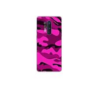 Coque en silicone imprimée compatible OnePlus 8 Pro Camouflage rose