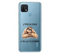 Coque en silicone imprimée compatible Oppo A15 J'peux pas j'ai la flemme