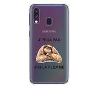 Coque en silicone imprimée compatible Samsung Galaxy A40 J'peux pas j'ai la flemme
