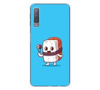 Coque en silicone imprimée compatible Samsung Galaxy A7 2018 Sushi happy