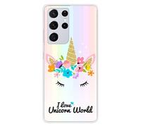 Coque en silicone imprimée compatible Samsung Galaxy S21 Ultra Unicorn World