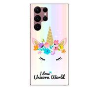Coque en silicone imprimée compatible Samsung Galaxy S22 Ultra Unicorn World